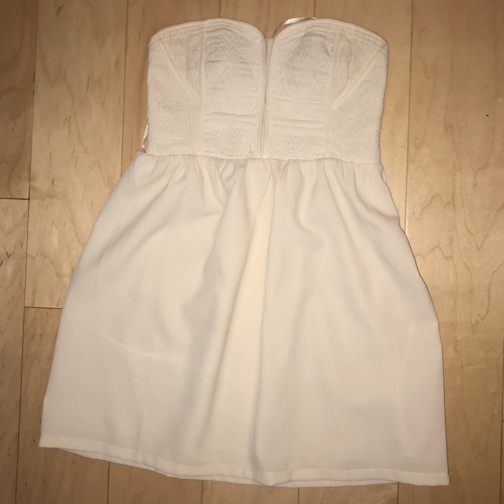 STRAPLESS OFF WHITE DRESS - Picture 4 of 4